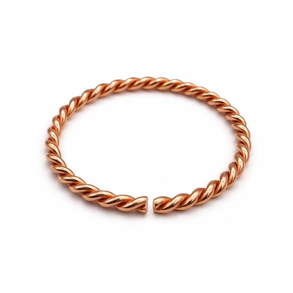 99.99% Pure Copper Tensor Ring Cuff Bracelet Adjustable 5.6 cm 2.2 in 5.5 mm Th