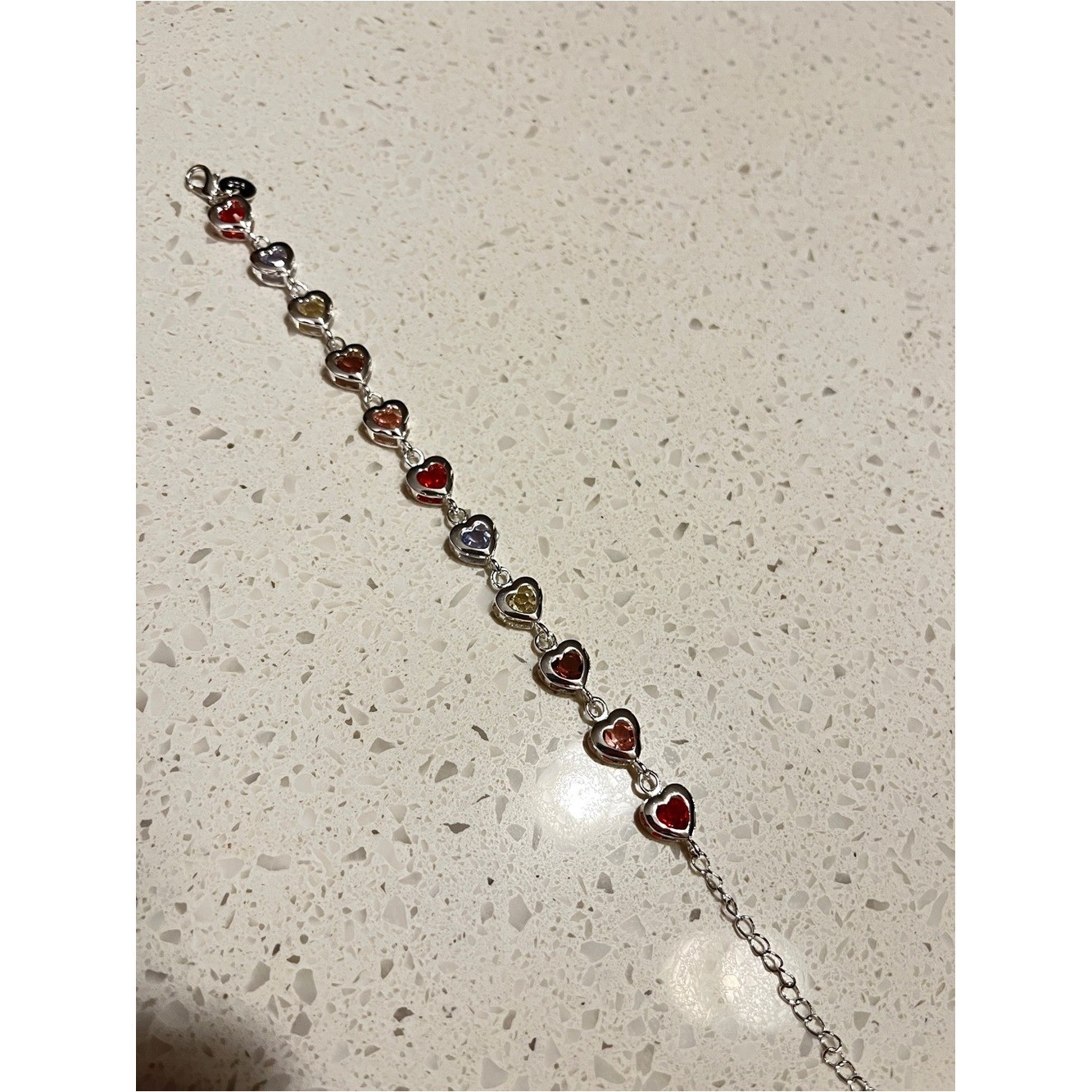 925 Sterling Silver Plated Elegant heart Charm Bracelets with Crystal Stones