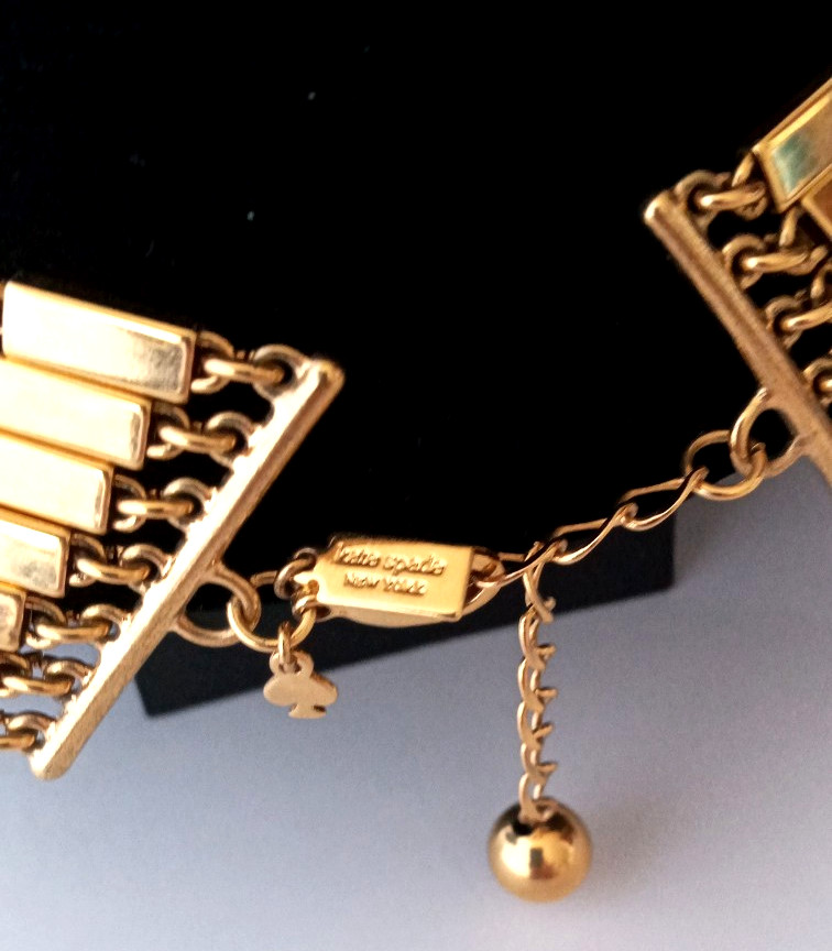 KATE SPADE New York Gold Tone 7 Strand Collar Necklace Statement Signed 19.5″