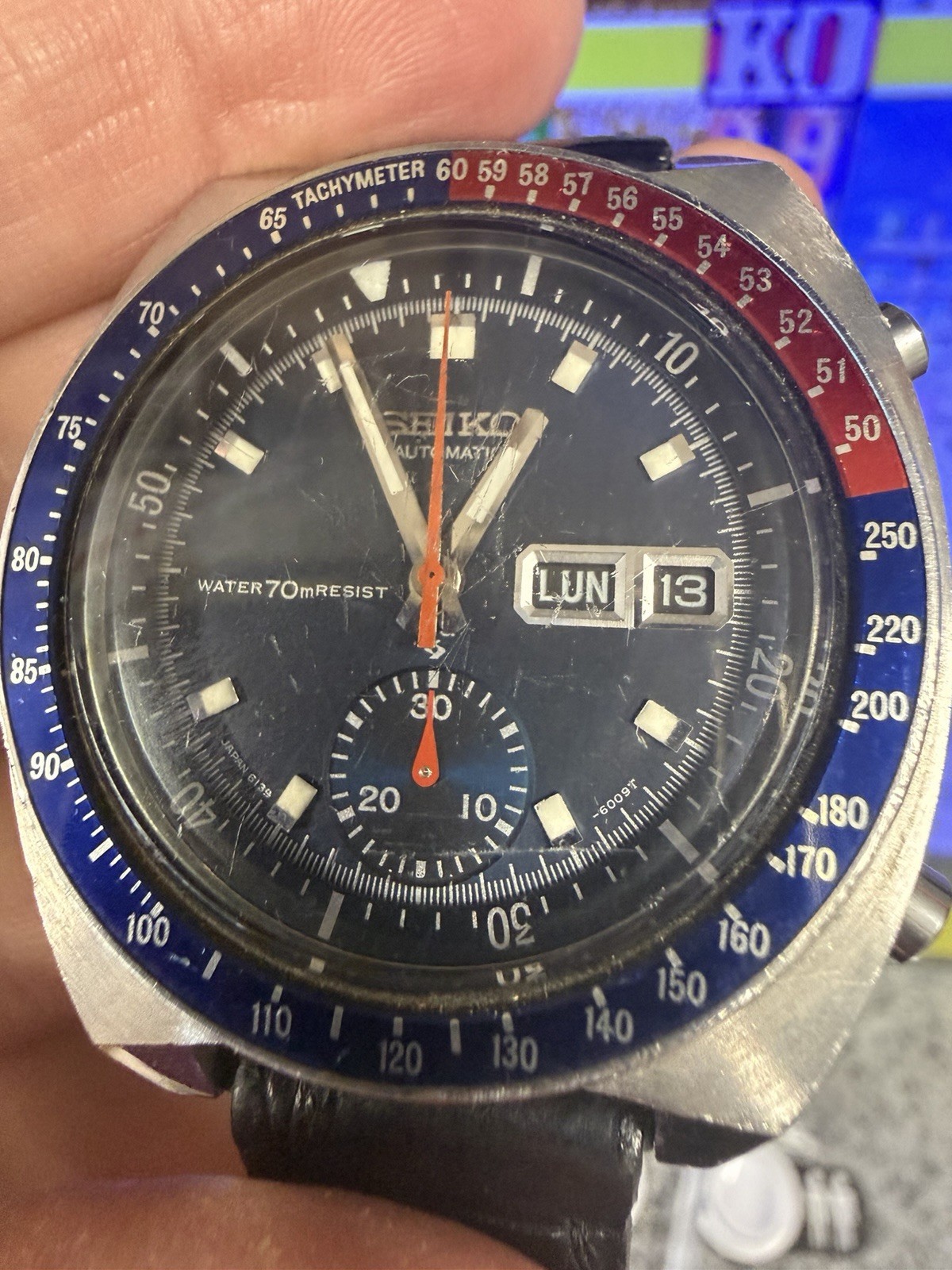 1972 Seiko 6139-6005 “Pepsi” Automatic Chronograph Vintage Watch Day Date Runs