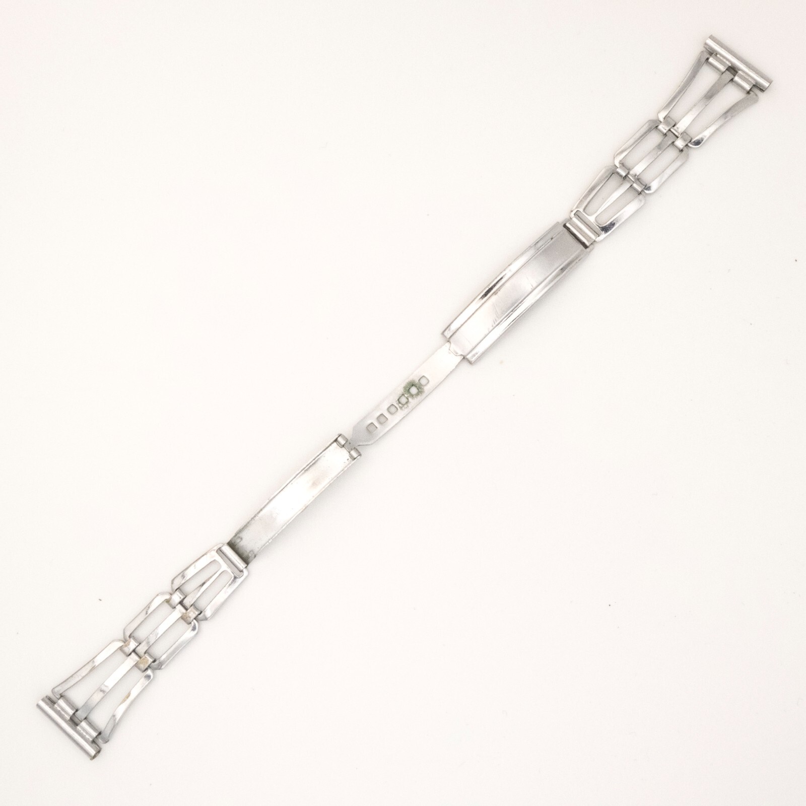 Vintage 16.0 mm Art Deco style open link wristwatch bracelet with trifold clasp