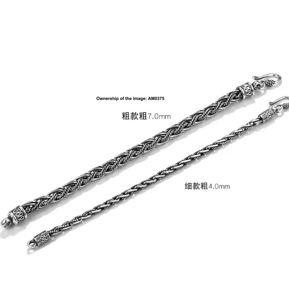 Pure 925 Sterling Silver 4mm Rope Link Chain Women Men’s Bracelet 7.5-8.26inch