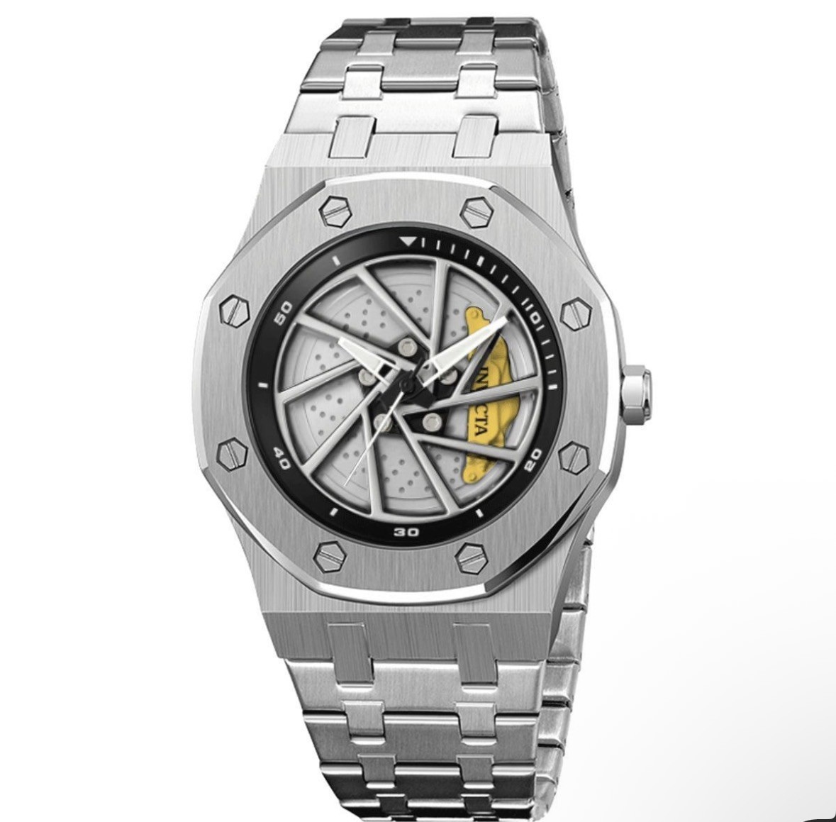 Invicta Speedway Rim Mens Watch 42mm Steel Wheel Dial Sport /Yellow (69487)