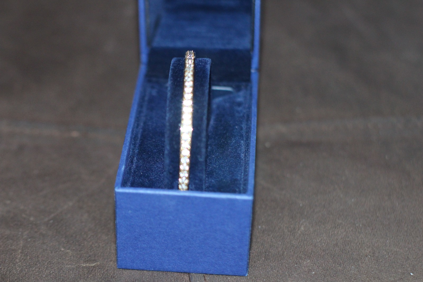 Swarovski Crystal Bangle Bracelet 6.6cm Gold Tone Clear Stones Elegant Womens