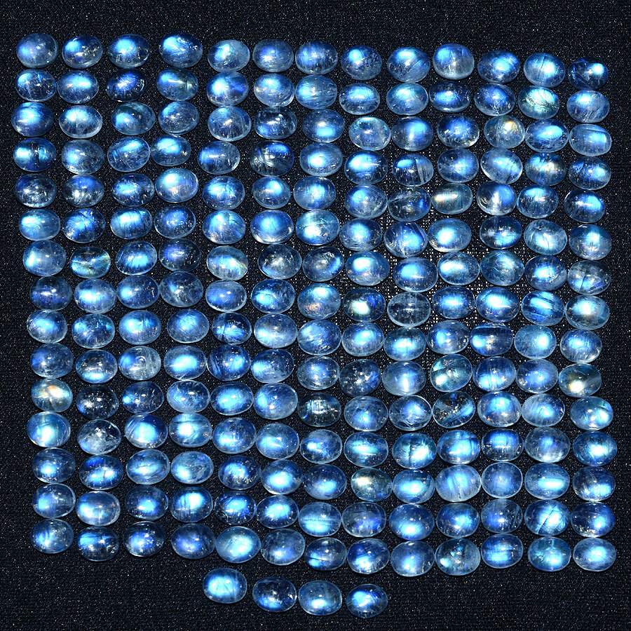 16 Pcs Natural Blue Fire Moonstone 5mm*4mm Oval Exclusive Quality Gemstones Lot