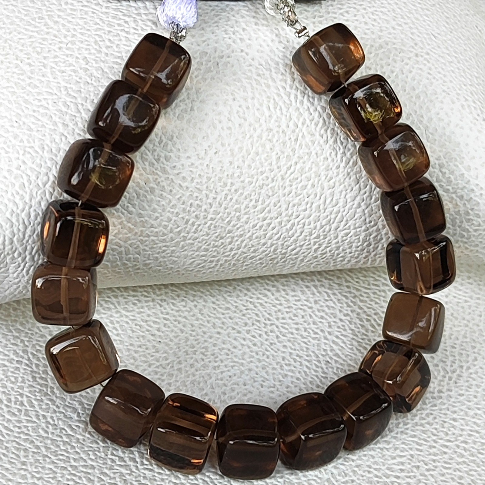 Smoky Quartz Beads 10mm Smooth Cube Brazil Gemstone 7″ Strand DIY Jewelry Making