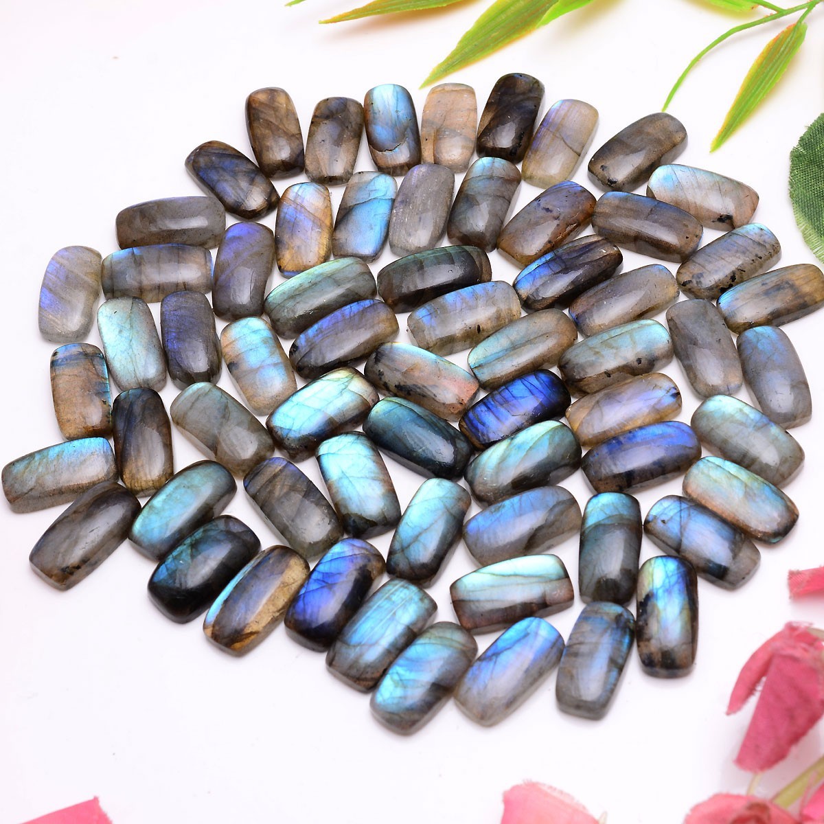 Set Of 12 Pcs Natural Labradorite 19mmx10mm Cushion Cabochon Loose Gemstones Lot
