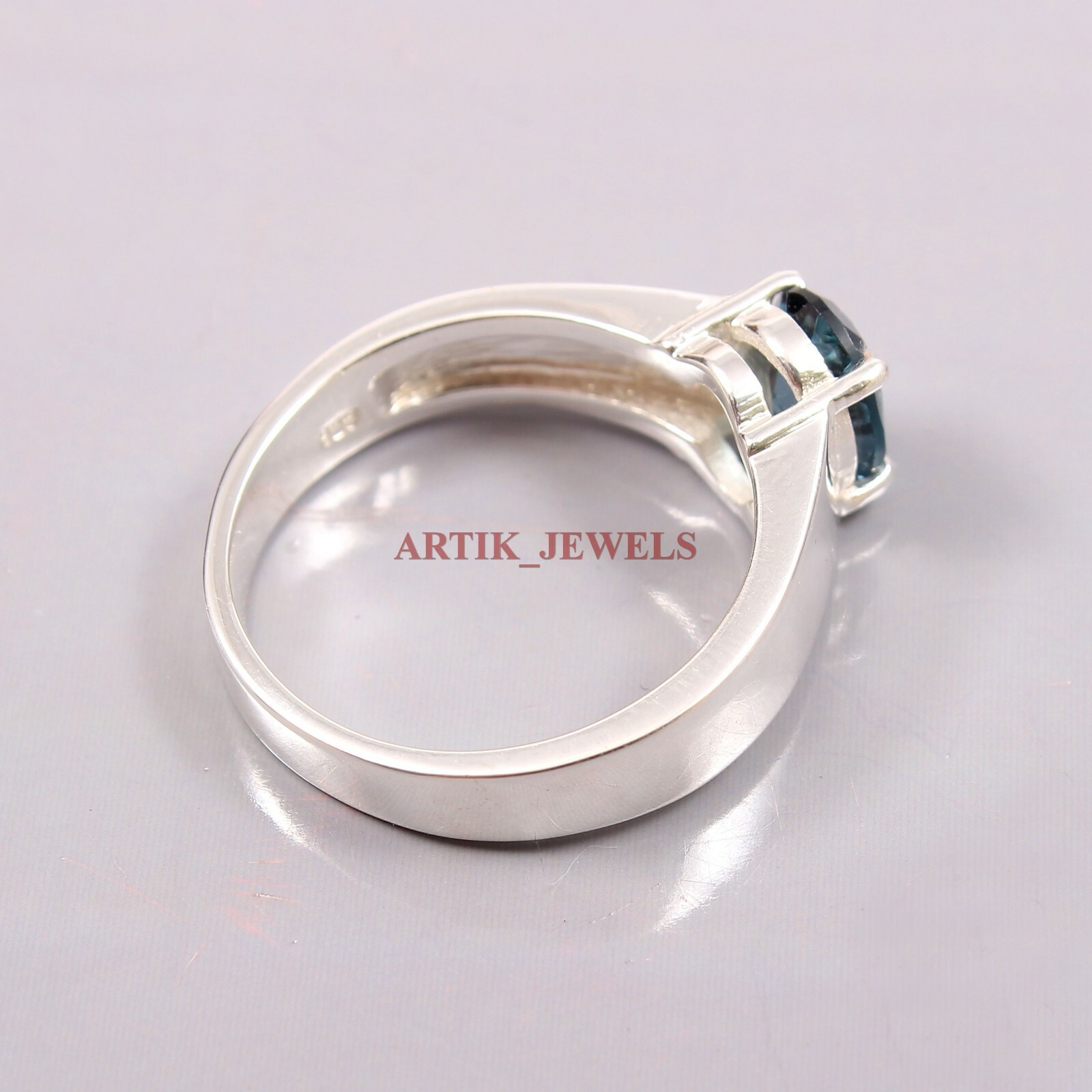 Natural London Blue Topaz Gemstone with 925 Sterling Silver Ring for Women #3372