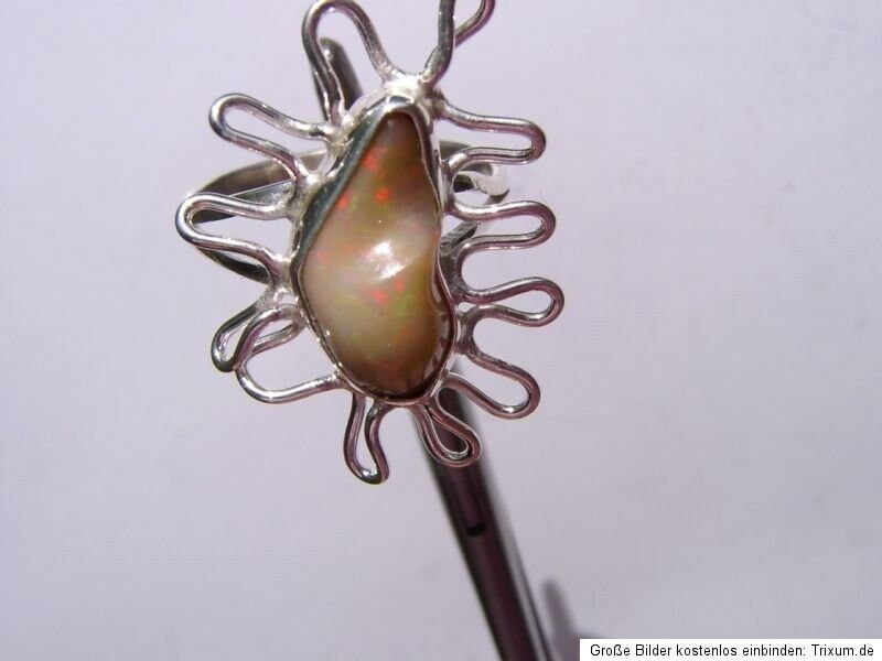 CeS Ring with XL Fire Opal Nugget from Mexico, Mexican Opal