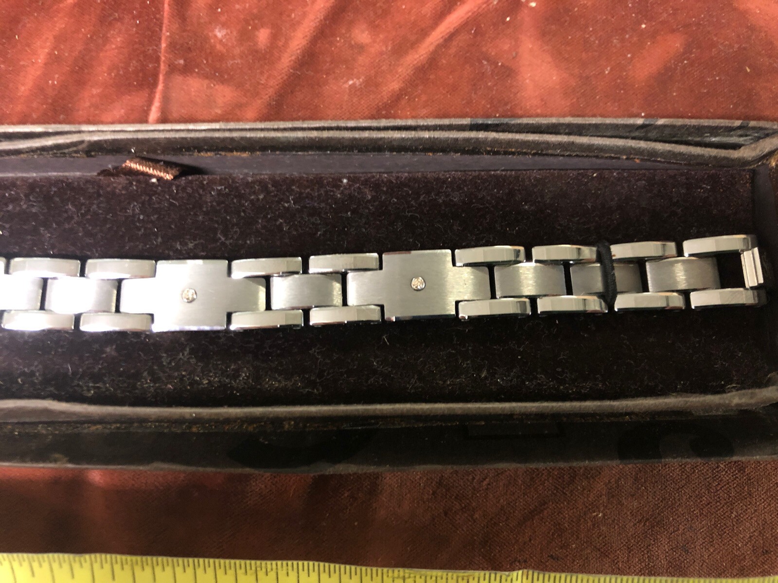 STEL Men’s Bracelet Stainless Steel With Diamonds 8-1/2″ Long