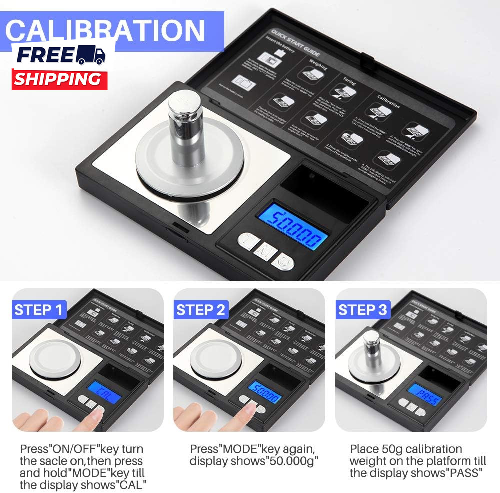 Milligram Scale 50G/0.001G Digital Jewelry Scale Micro Gram Scale for Powder Med