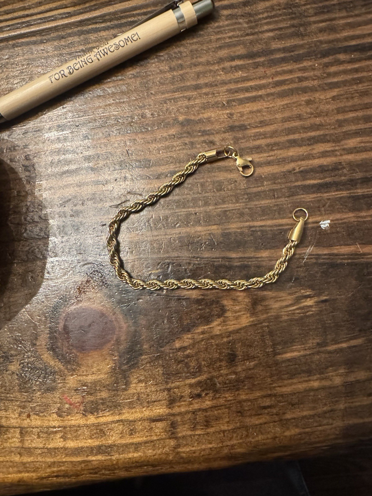 18k Gold Rope Bracelet 8.5 Inch