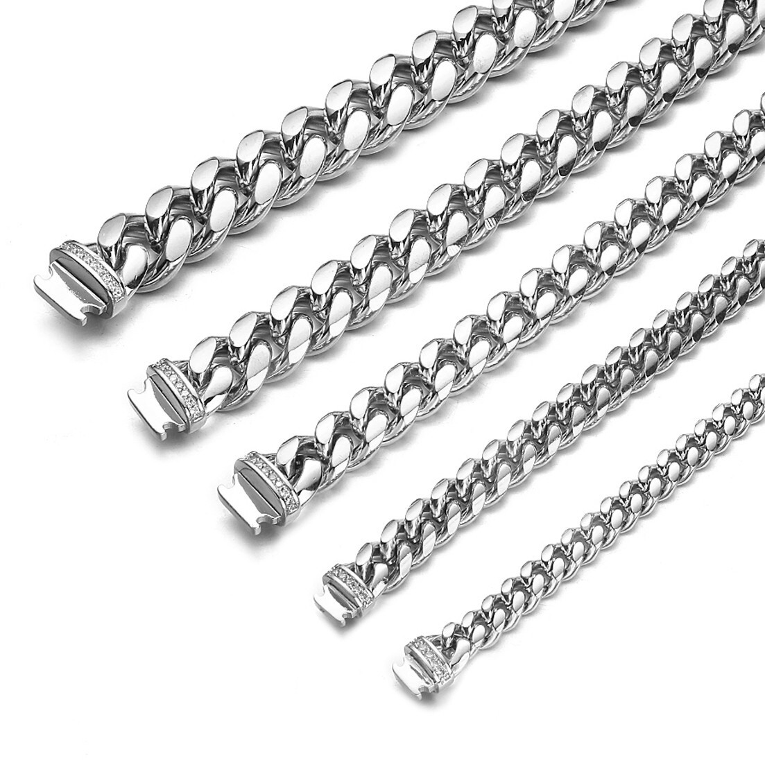 Women Men Silver Tone Stainless Steel Curb Cuban Link Chain Necklace 16-40inch