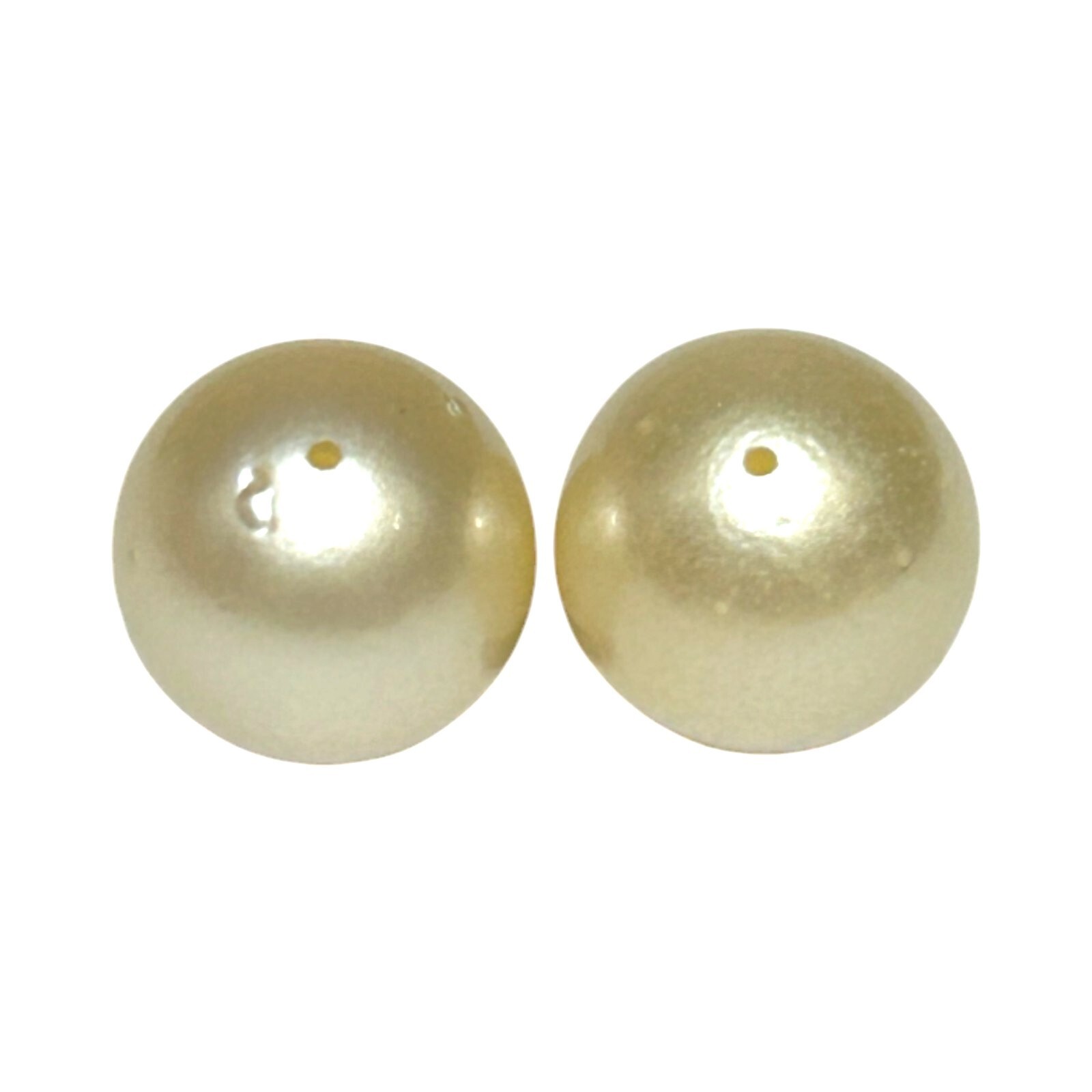 Exquisite Pair of 36-Carat Round 13.4mm Natural Pale Golden Australian Sea Pearl