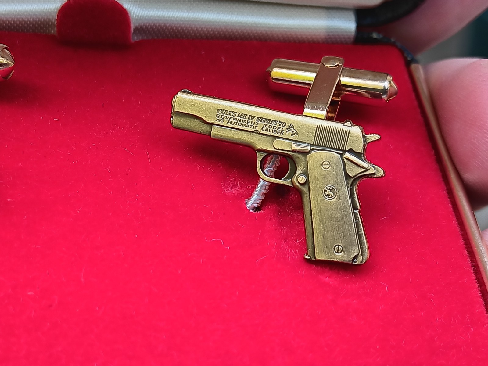 Vintage Colt Firearms 1911 MK IV Series 70 Cufflinks Silver Tone W/ Branded Box