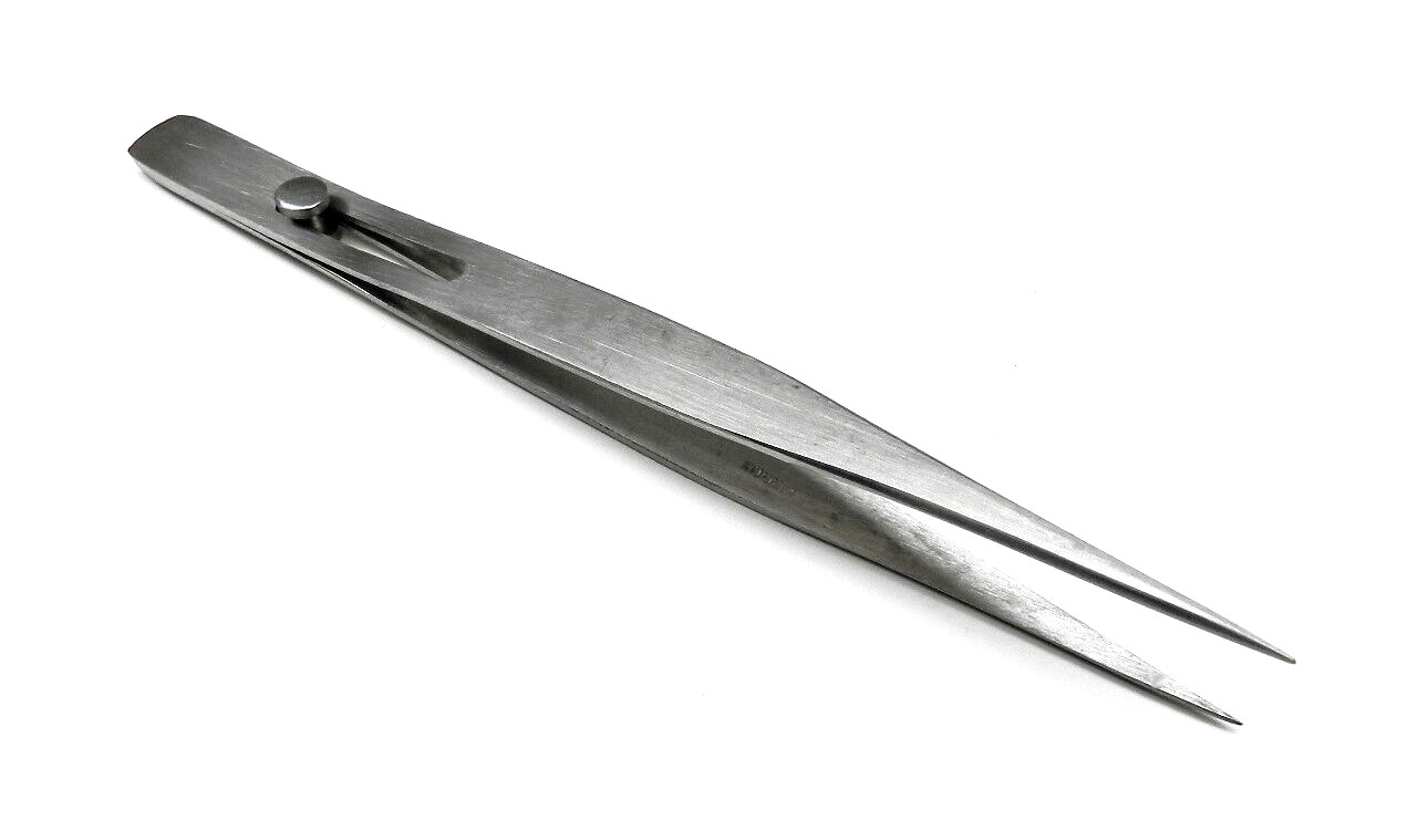 Slide Locking Tweezers Button Lock – Parts Holding Forceps 6″ Stainless Steel