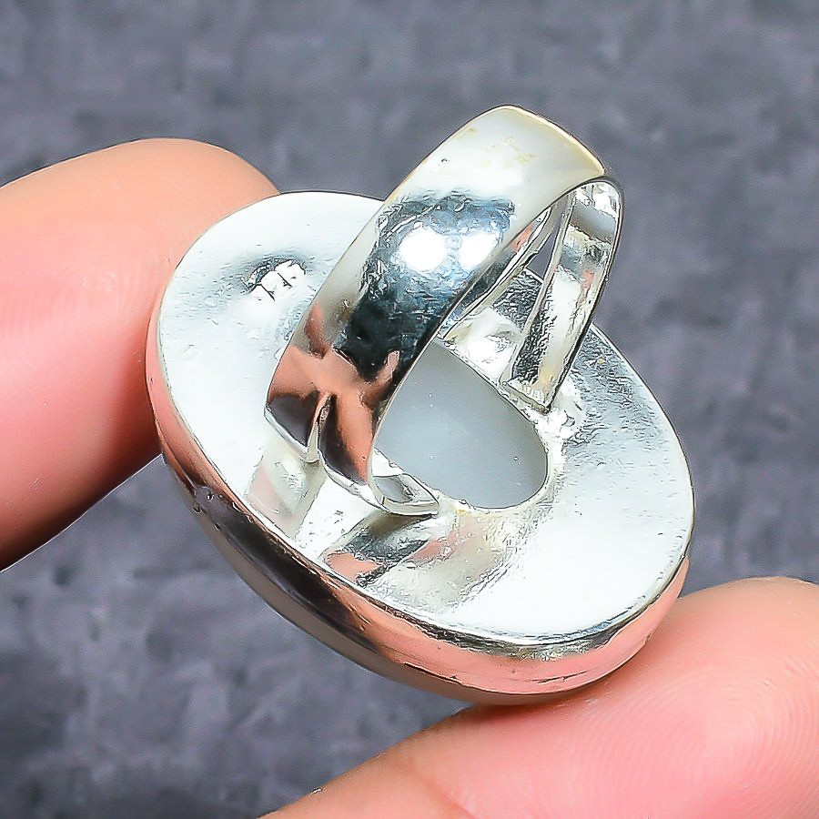 Rainbow Moonstone Gemstone Handmade 925 Sterling Silver Jewelry Ring Size 6