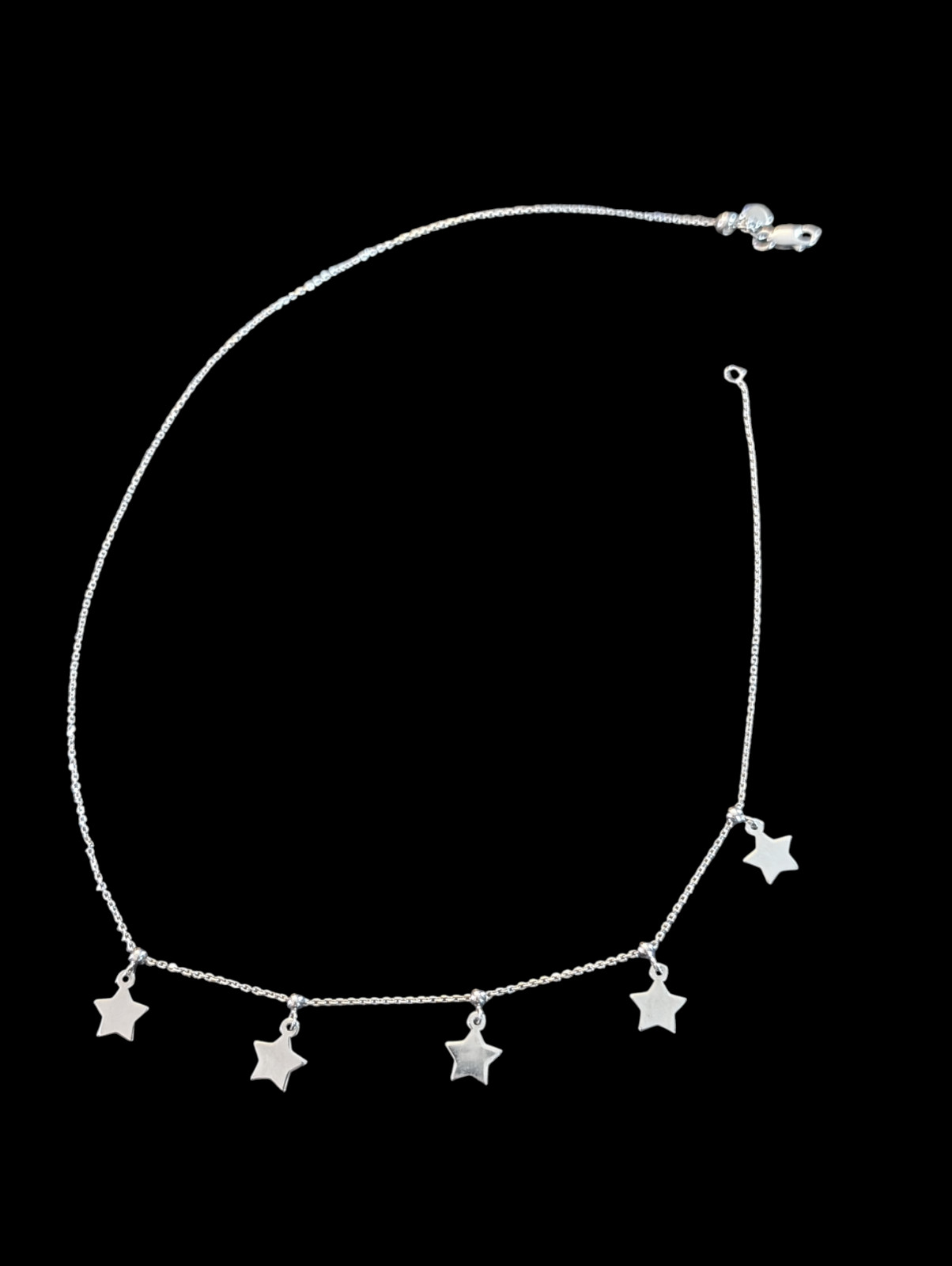 925 Sterling Rhodium Plated Adjustable Slider Celestial Star 15.5″ Choker