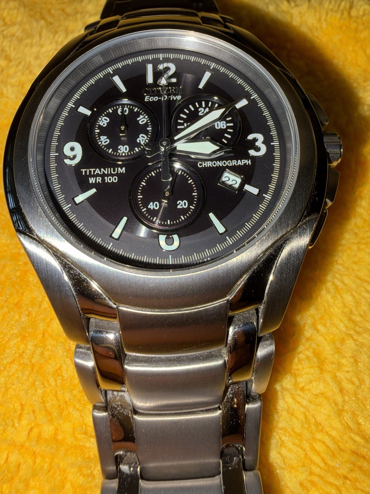 Men’s Citizen AT0940-50E Eco-Drive Titanium Black Dial Chronograph Date Watch