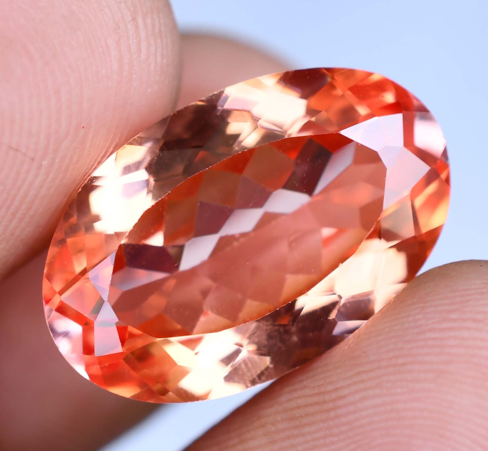 Natural Padparadscha Sapphire 29.50 Ct Oval Certified Flawless Loose Gemstone