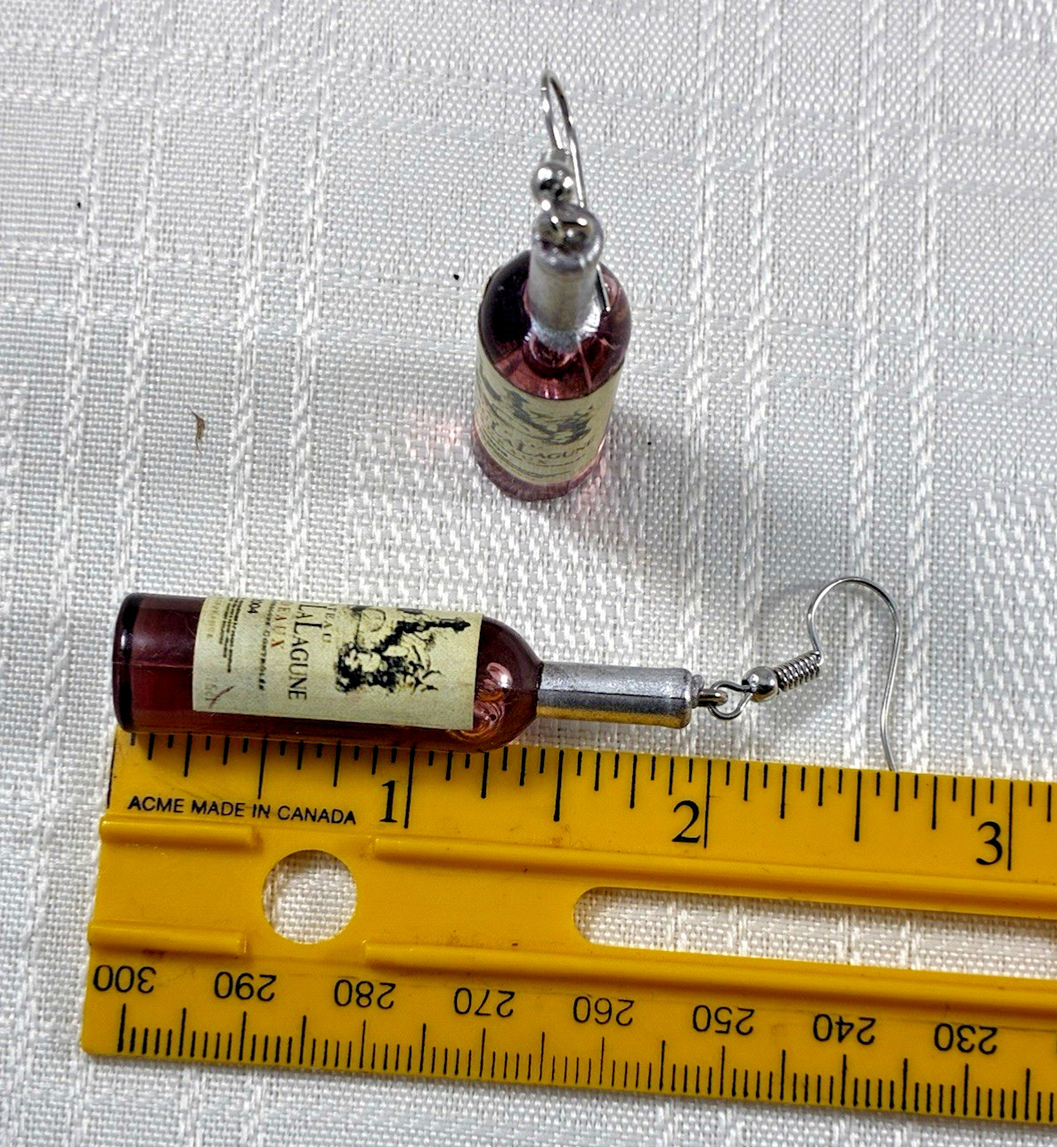 Mini Wine Bottle Dangle/Drop Hook Earrings 2 in Multicolor Plastic/Metal