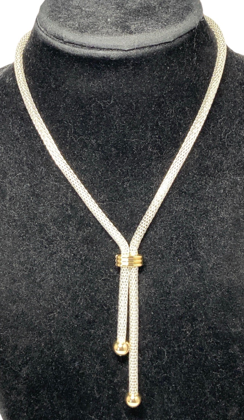 Avon Two Tone Long Mesh Necklace Silvertone 20.5-inches New in Box LW122
