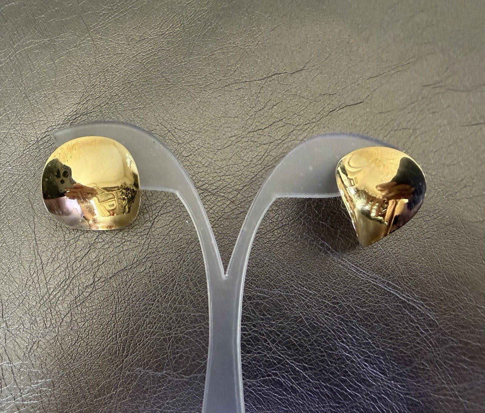 Vintage Solid 14k Gold Round Disc Stud Button Earrings 2.10g 21mm approx 1 inch