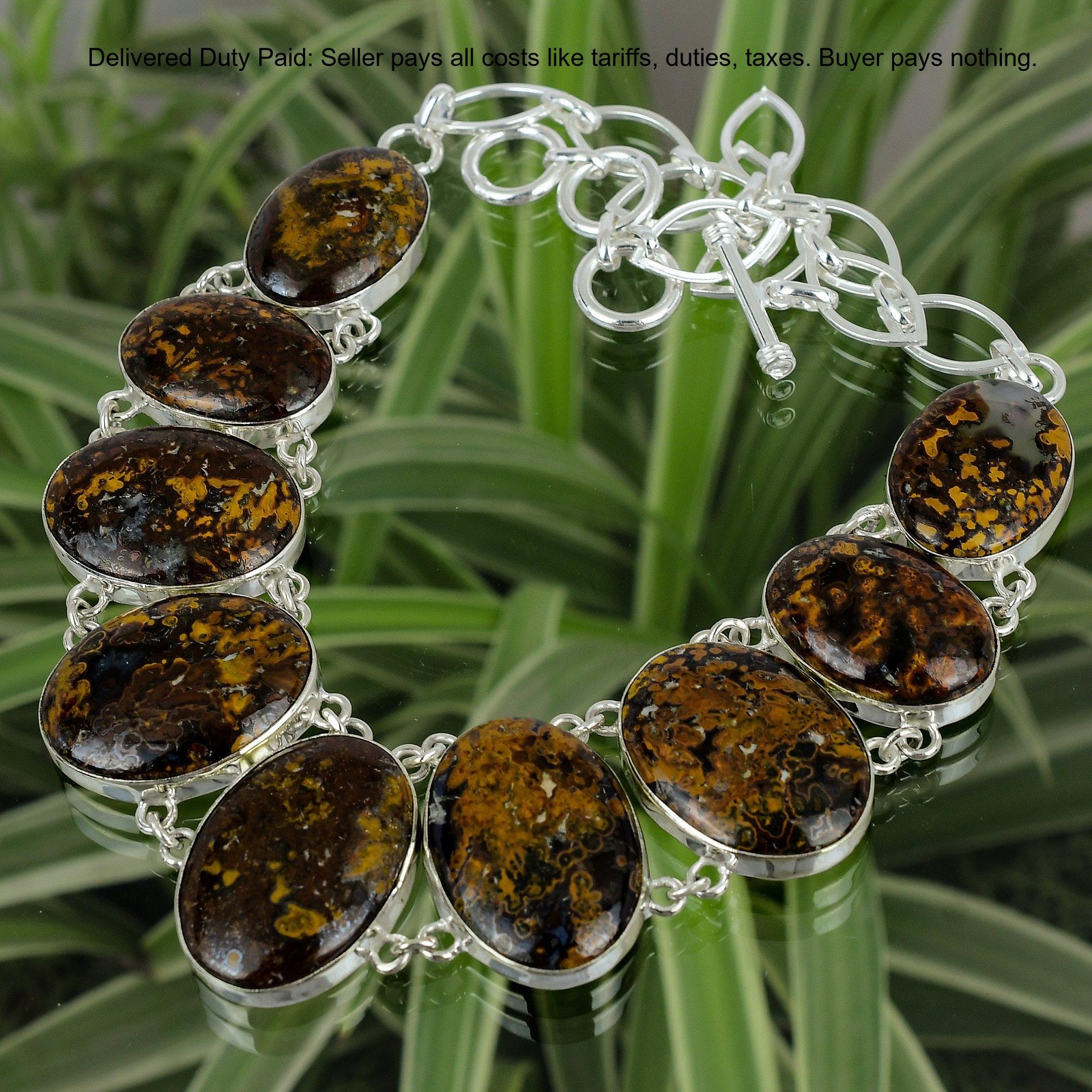 Oval Mariam Jasper Stone 925 Sterling Silver Chain Anniversary Necklace Jewelry