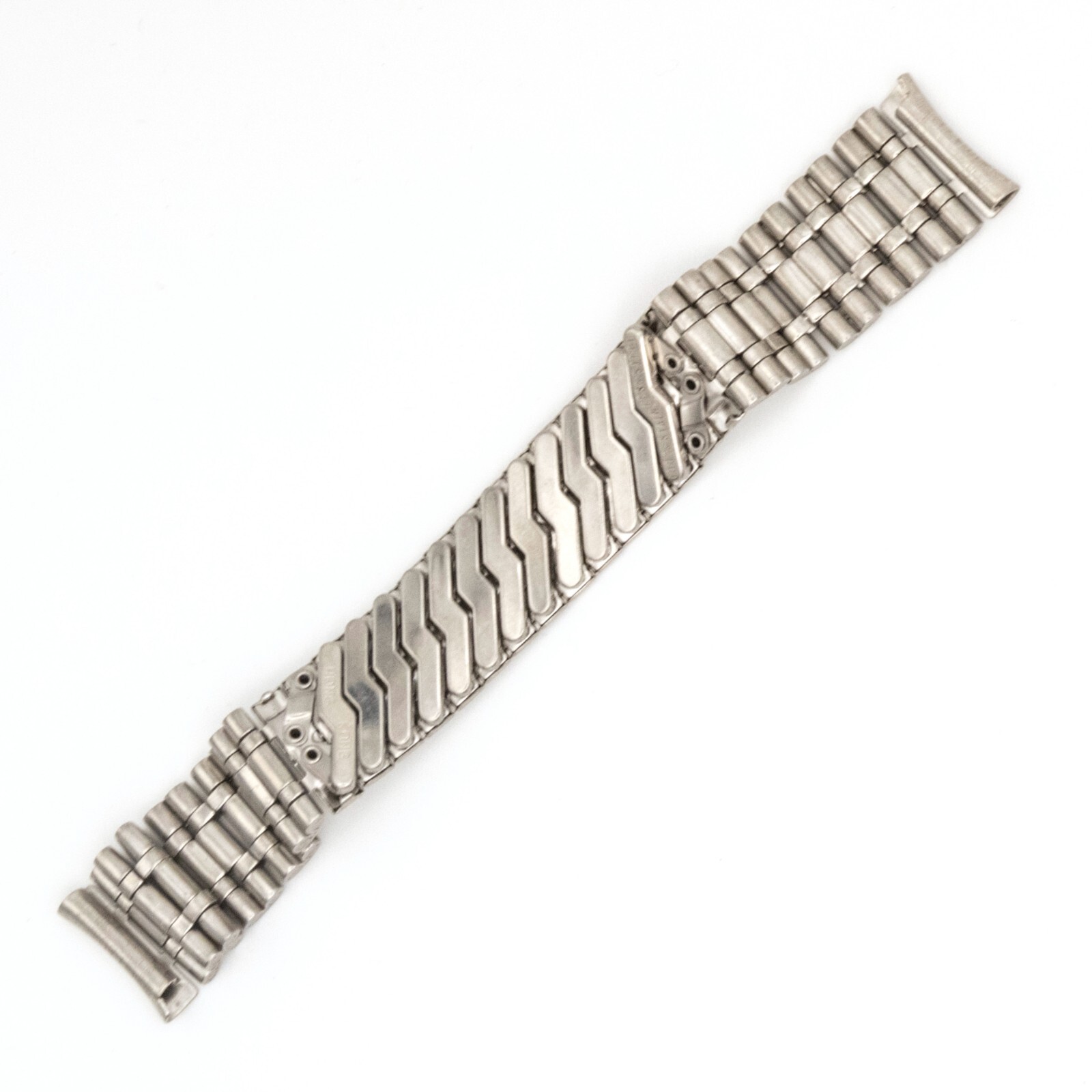 Vintage 17.4 mm stainless steel wristwatch bracelet with center expansion