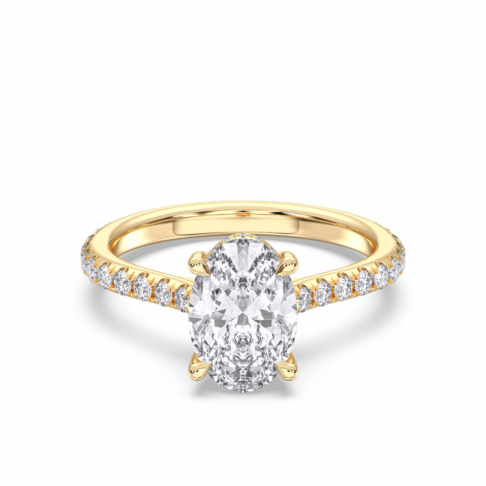 3.30 Ct F VS1 Oval Lab Grown Diamond Ring IGI Certified 14k Yellow Gold