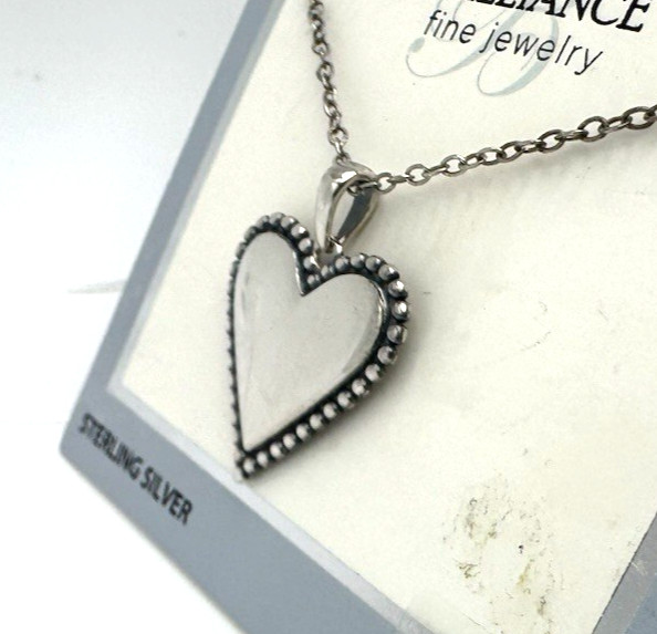 Brilliance Fine Jewelry Heart Love Sterling Silver Pendant 18″
