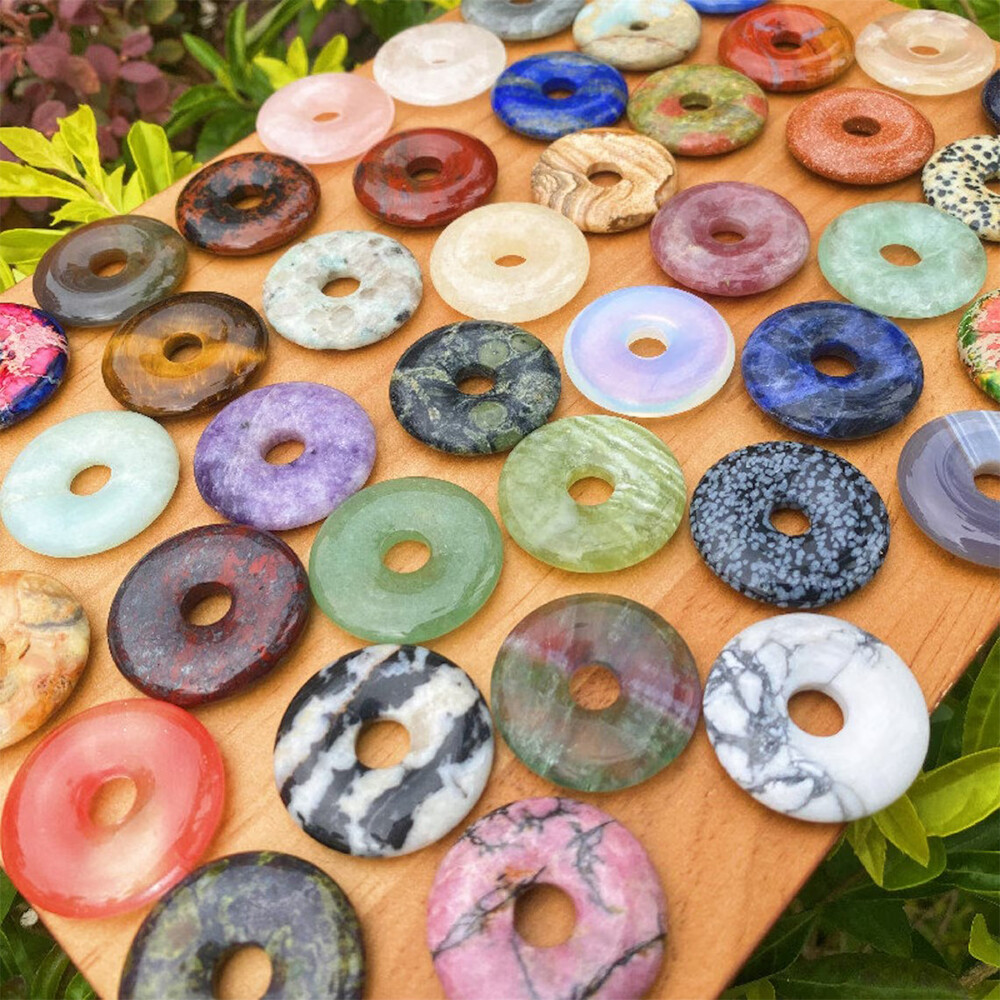30mm Healing Crystal Peace Donut Beads Lucky Circle Donut Pendant Jewelry Making