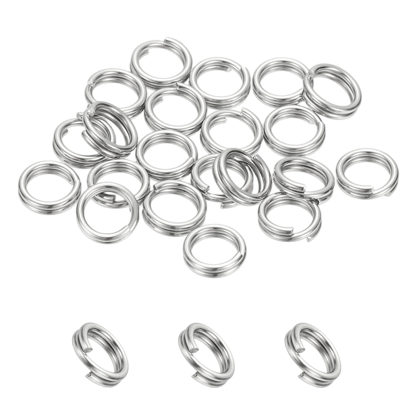 Round Split Ring, 20 Pcs 6 mm Small Split Ring with Double Loops Silver