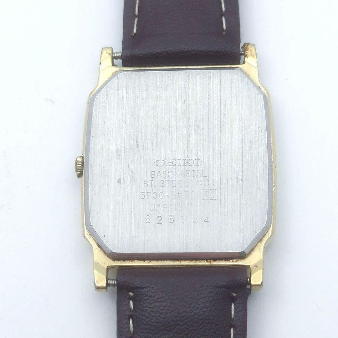 Good Condition SEIKO Boys Men s Watch Octagon New Belt Gold Square Working Item