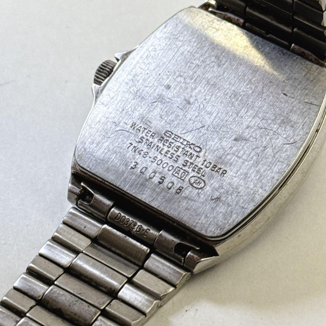 SEIKO SPIRIT 7N48 5000 Black Dial Watch Mens Timepiece Vintage Stainless JAPAN