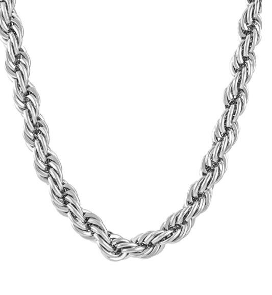 8mm 24inch Stainless Steel Rope chain Necklace Silver Huge Jewelry For Mens
