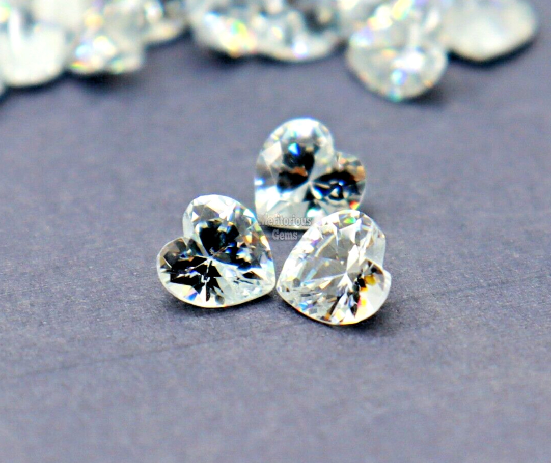 White Sapphire 10 Pcs Natural Loose Gemstone 6mm (8-9CT) Gemstone Heart Shape
