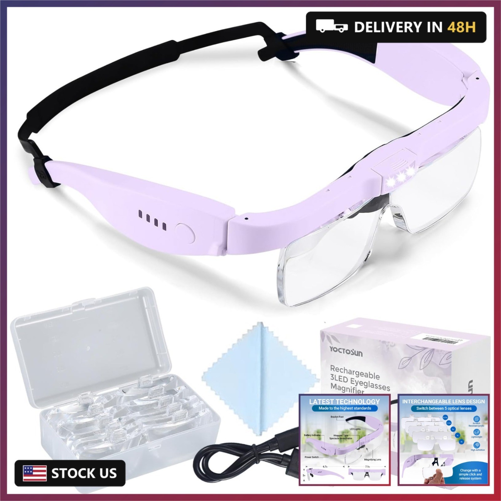 YOCTOSUN Magnifying Glass with Light, 0.75X-4.0X Magnifying Glasses, Rechargeabl