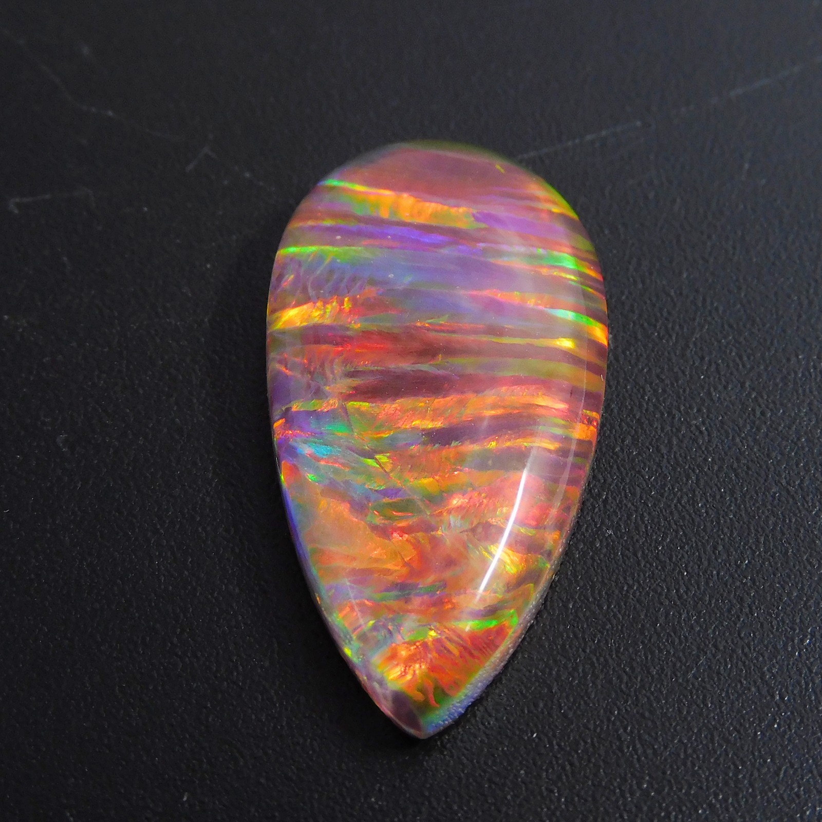 A+ Natural Boulder Fire Opal 12.10 Ct CERTIFIED Pear Cut Loose Gemstone-W