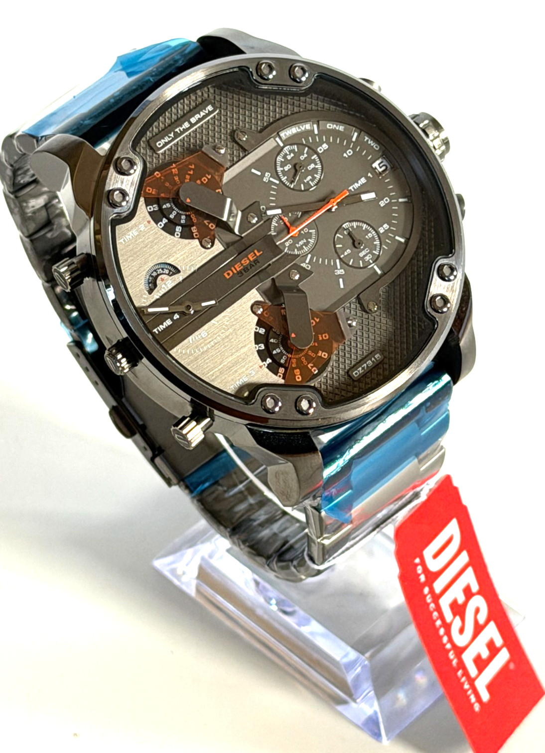 Diesel DZ7315 Mr. Daddy 2.0 Chronograph Gunmetal S/Steel Watch BNWT G/Box $425