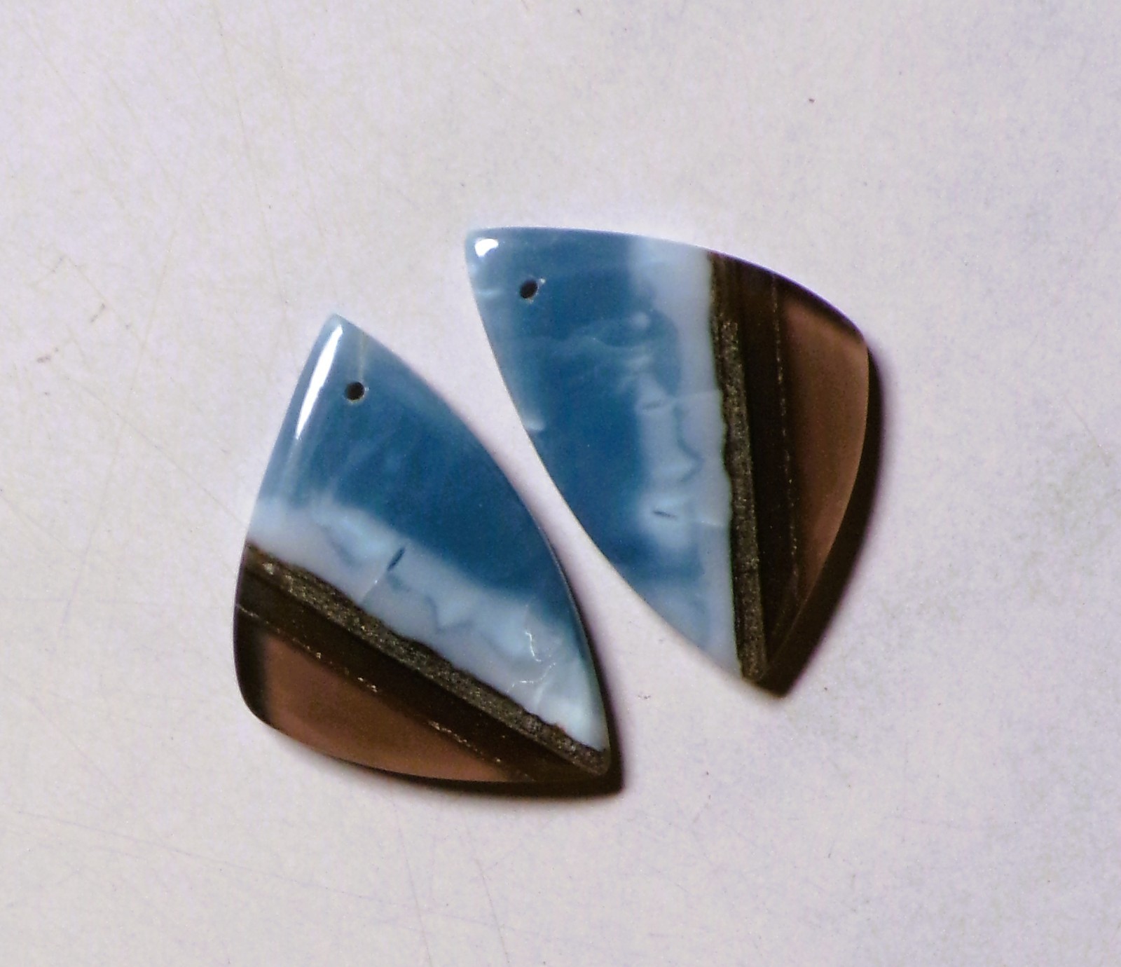 43.50 Cts Natural Blue Opal Drilled Cabochon Match Pair Gemstone 34X22MM 101