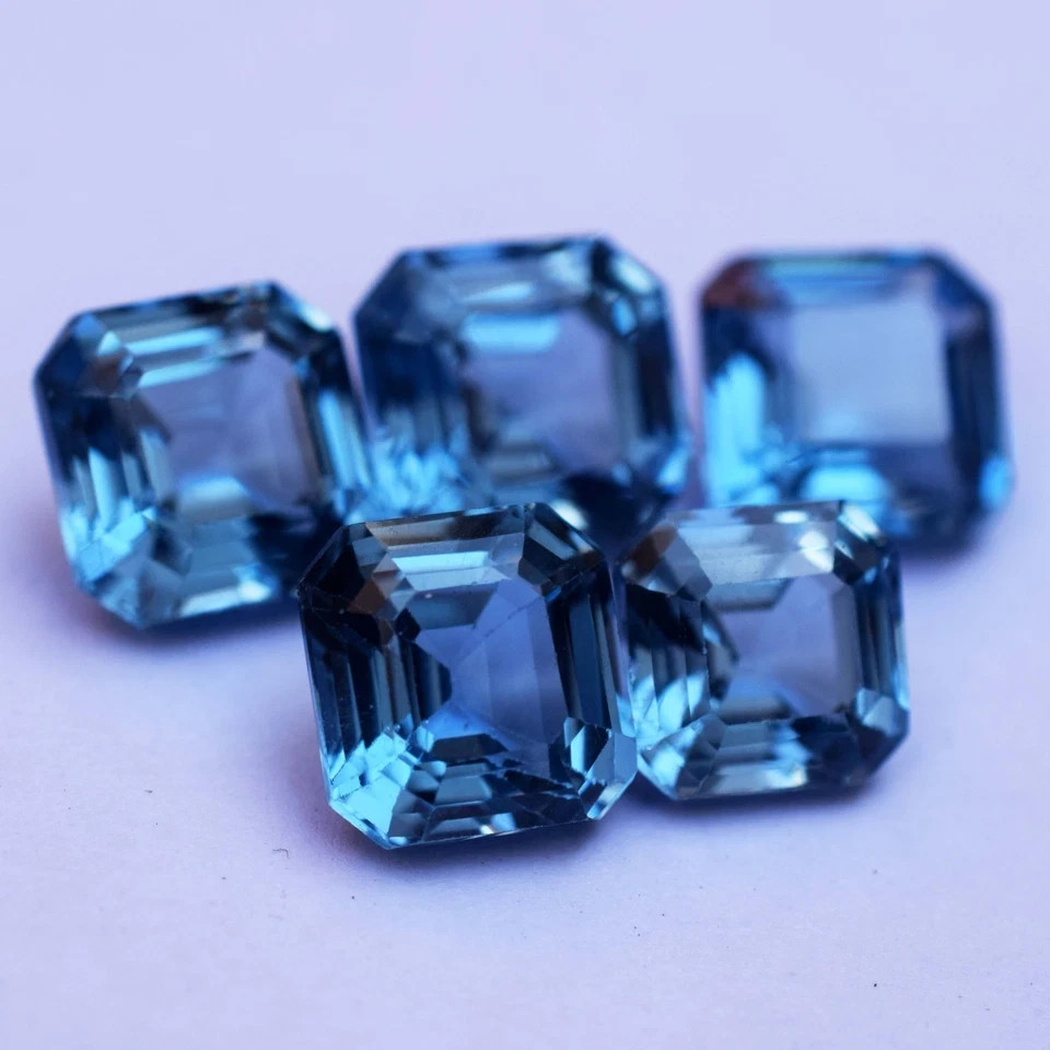 40.40 CT Natural London Blue Topaz Octagon Cut Flawless Certified Gemstone Lot
