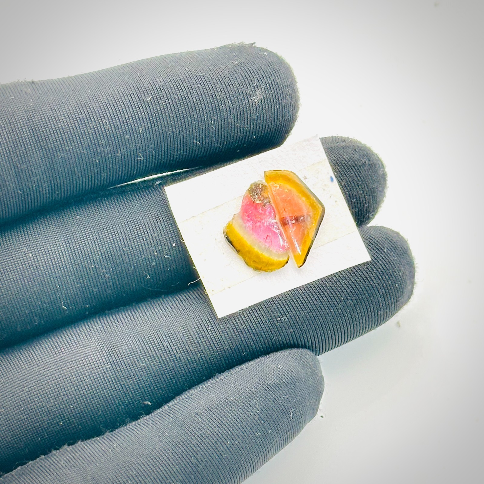 Natural Tourmaline Slice Pair, Raw Watermelon Tourmaline Loose Gemstone 4Ct 15×7