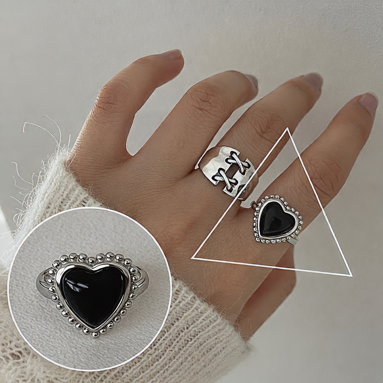 Adjustable Silver Open Ring Minimalist Statement Band Stackable Women Gift