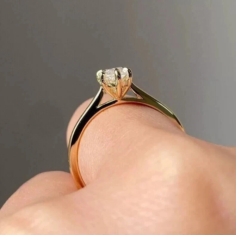 14k Yellow Gold Plated Marquise Cut Lab Created Moissanite Engagement Gift Ring
