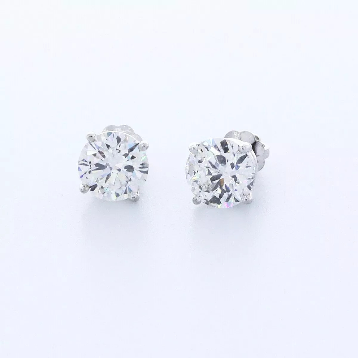 Stud Earrings Solid 14K White Gold Classic Round 1.60 CT Natural Diamond F VS2