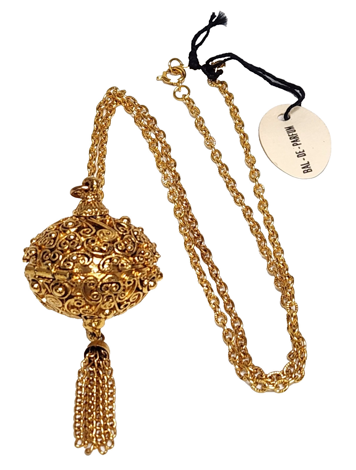 NWT FLORENZA Locket Bal-de-Parfum Perfume Tassel Pendant Necklace 25.5″ Chain #2