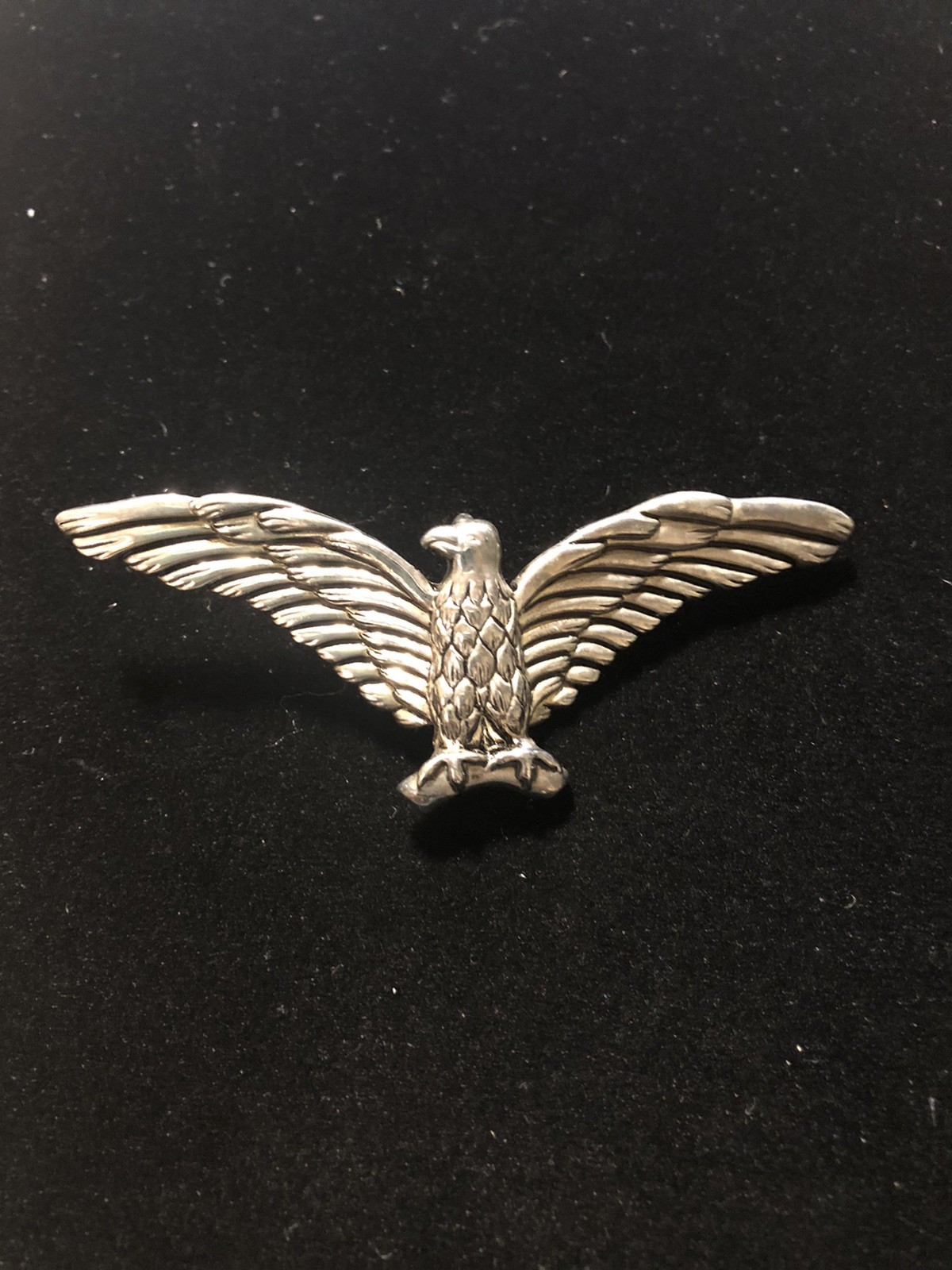 VTG. SILVERTONE AMERICAN EAGLE BROOCH PENDANT 3.5″ X 1.25″