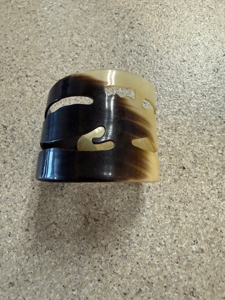 Mid Century Modern MCM Art Deco Bovine Horn Cuff Bracelet for 6 inch Wrist. CLEA