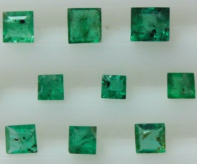 2.5mm to 3.5mm Natural Square, Green Zambian Emerald, Deep Green colour, #445